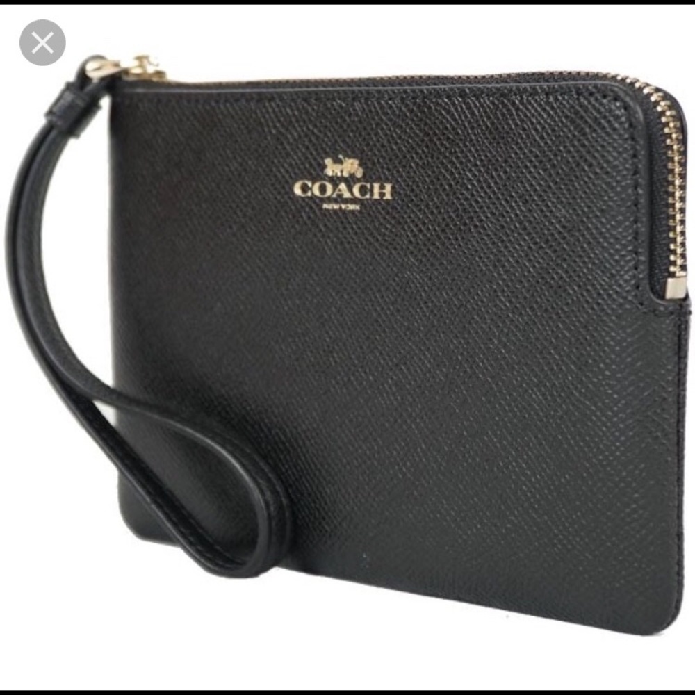 Coach crossgrain wristlet in black